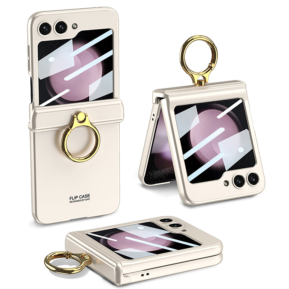 GKK For Samsung Galaxy Z Flip5 5G Magnetic Hinge Protection Phone Case Ring Kickstand PC Protective Cover with Small Screen Film GKK For Samsung Galaxy Z Flip5 5G Magnetic Hinge Protection Phone Case Ring Kickstand PC Protective Cover with Small Screen Film